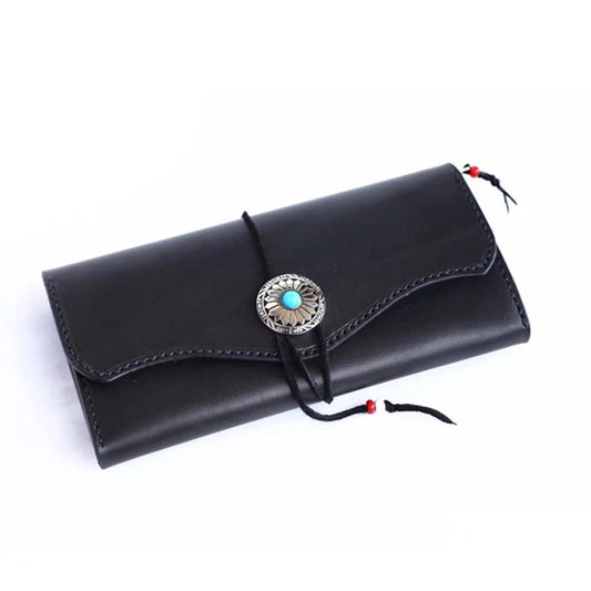 Japanese-style long wallet, handmade leather goods, diy pattern drawing, long wealth cloth