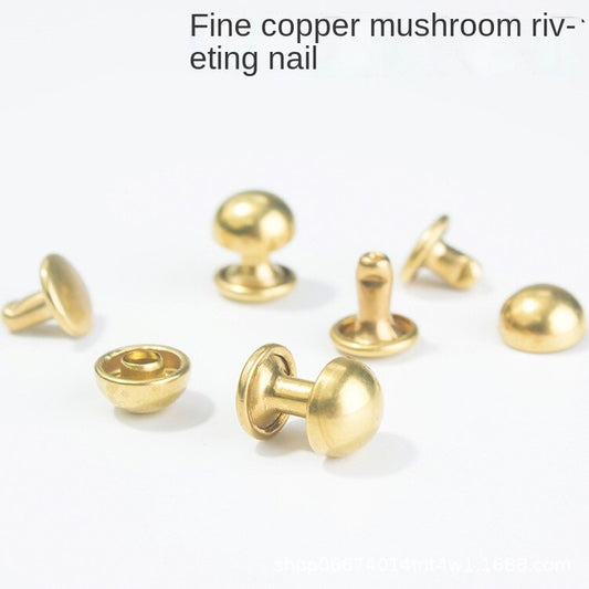 10PCS DIY craft hand-stitched leather art leather carving cow leather leather luggage accessories pure copper double-sided rivets mushroom nails rivets