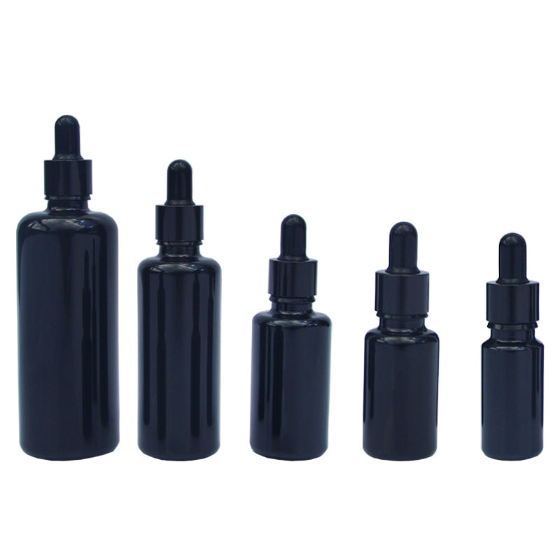 50PCS Spot new European style round shoulder flat shoulder black essential oil bottle 10 15 30 50 100 200ML dropper bottle