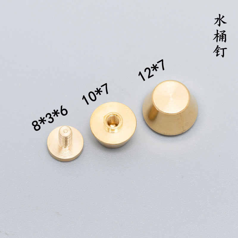 KDG DIY Bag 10PCS Brass foot nails, luggage bottom nails, bucket nails, round foot nails, high-grade solid copper car parts, flat 12mm wholesale supply