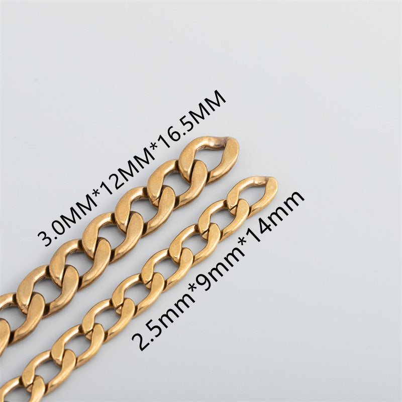 One Mile European and American trendy pure copper chain trendy men and women jewelry brass chain wholesale spot wholesale