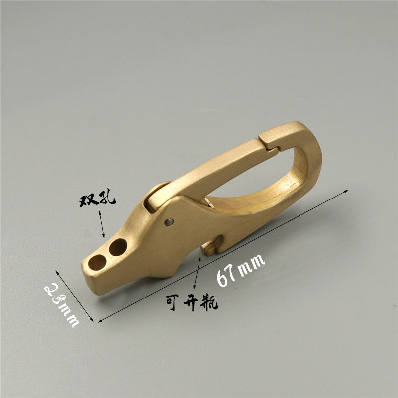 New style brass keychain double hole keychain bottle opener creative personality car keychain men's waistband