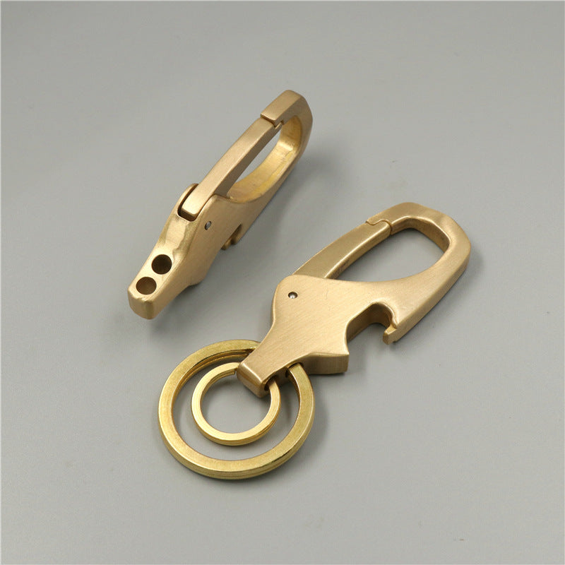 New style brass keychain double hole keychain bottle opener creative personality car keychain men's waistband