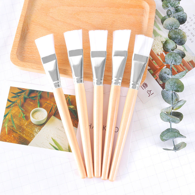 KDG DIY Lipstick Tool Set 4PCS Wooden Handle Lipstick Grinding Brush Soft Hair Beauty Mask Brush Homemade Fiber Hair Brush Applying Mask Tool Brush dlx000