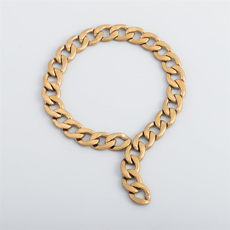 One Mile European and American trendy pure copper chain trendy men and women jewelry brass chain wholesale spot wholesale