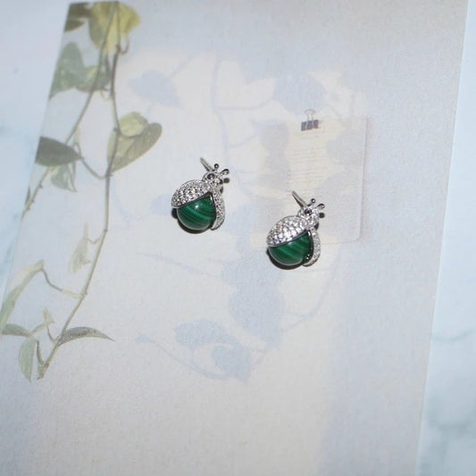 KDG DIY Jewelry Making Kit Semi 925 Sterling Silver Natural Malachite Perfect match Chinese style Bee earrings For Women