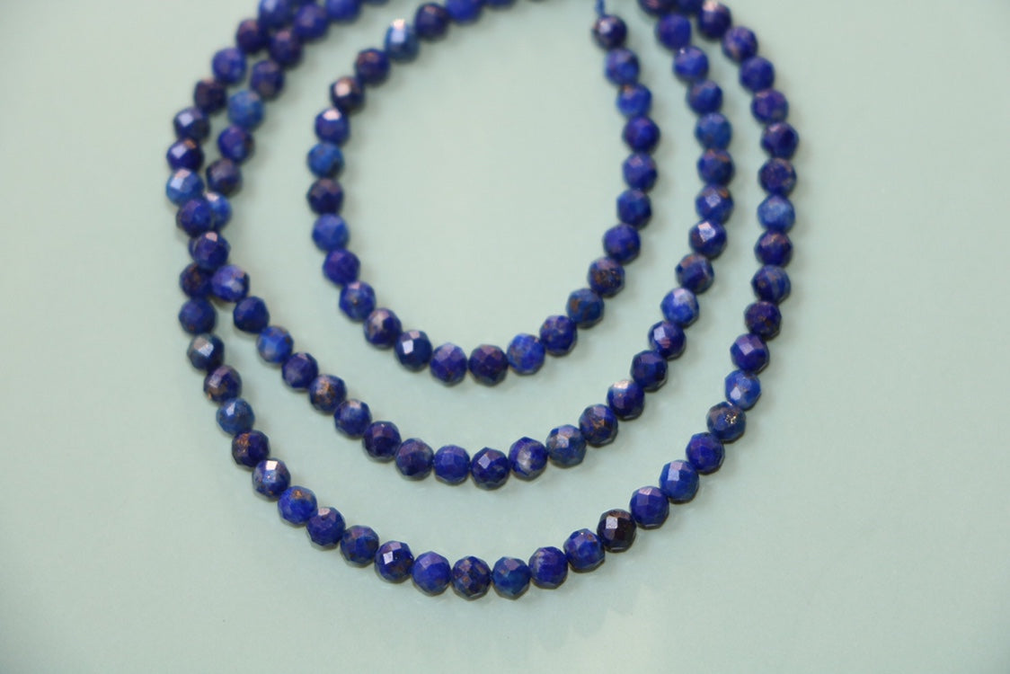 KDG DIY Jewelry Faceted Lapis Lazuli 3mm Gems Beads Gold Filled Matching Stone For Women Necklace Earrings Bracelet