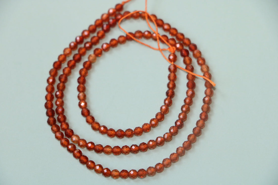 KDG DIY Jewelry Orange Garnet Faceted 3mm Gem Beads Gold Filled Home Making Necklace Earrings Bracelet